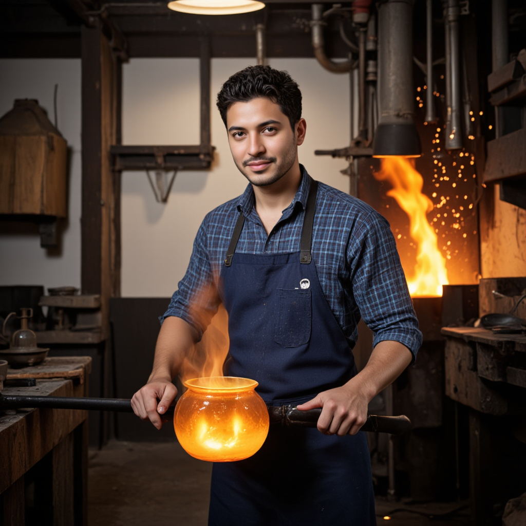 Glassblower preserving a reference identity with PuLID