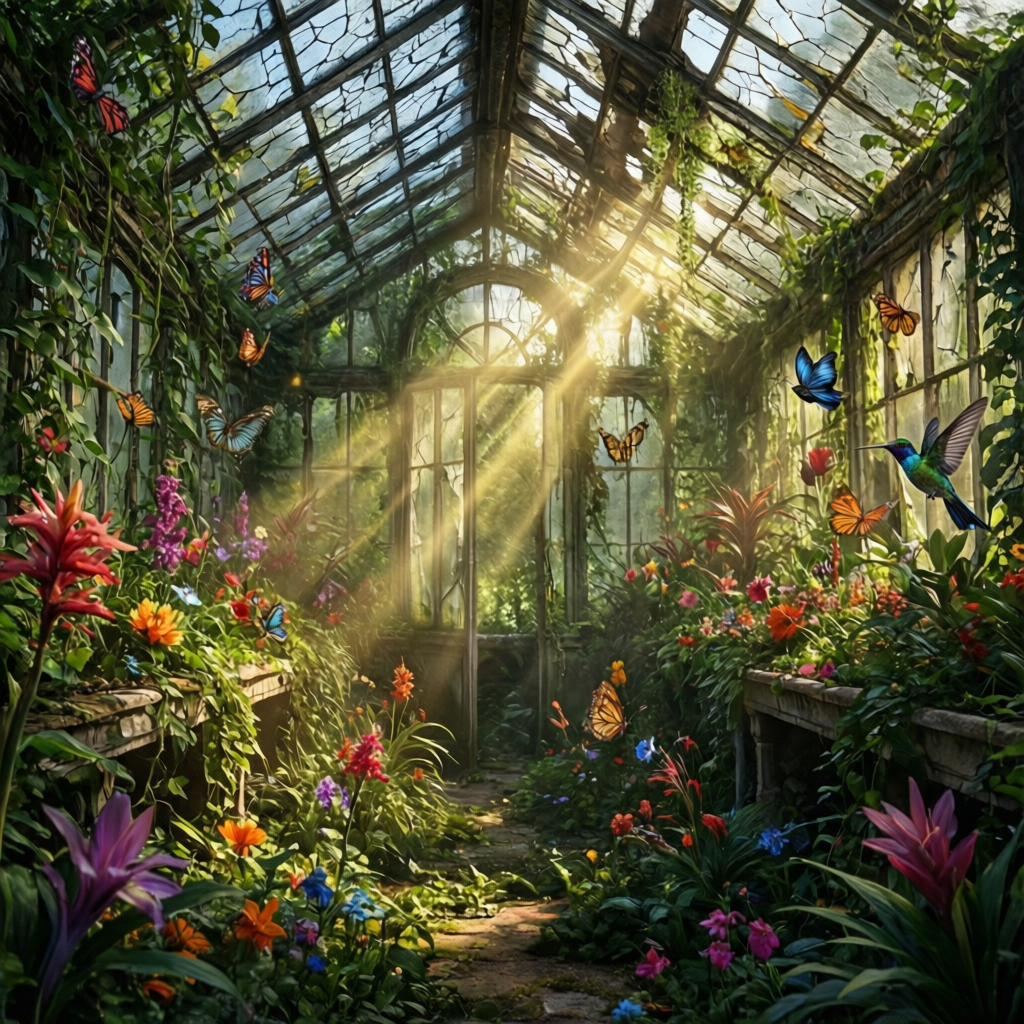Overgrown greenhouse — Qwen-Image 2512