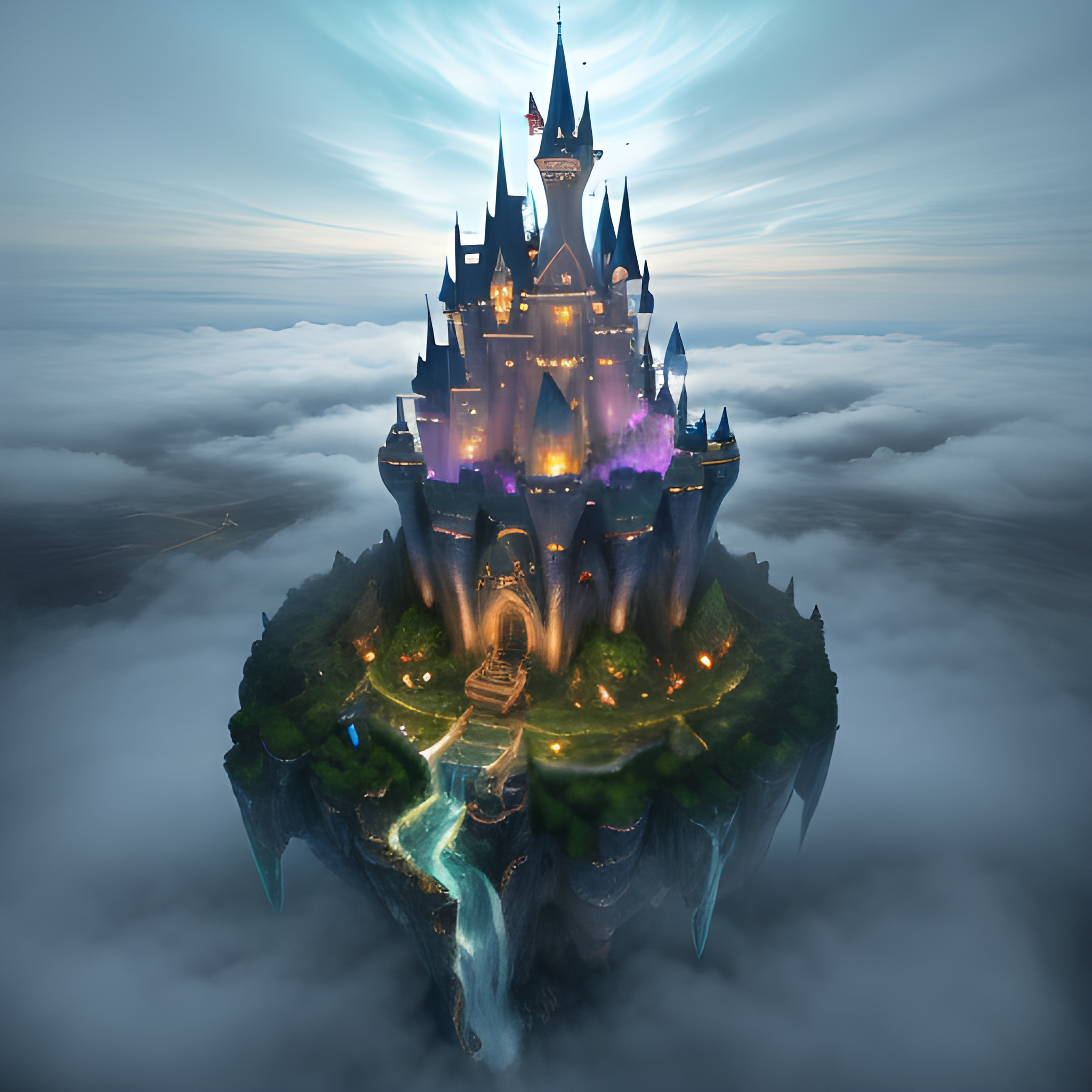 Fantasy castle upscaled to 2048 pixels with Real-ESRGAN